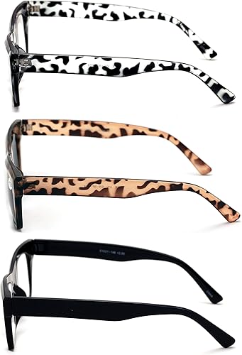Miniatura 3 de V.W.E. 3 pares de lentes de lectura transparentes para mujer, diseño de leopardo, estilo vintage