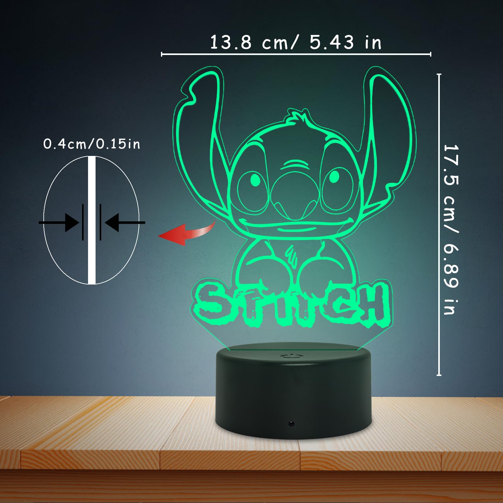 WYDCAA Lampade Stitch - Stich 3D Lampada da Notte Anime, Luce Notturna Decorativa per La Camera Dei Bambini, Lampada da Notte Tattile in Acrilico Rgb Led a 16 Colori, Compleanno Regalo di Natale