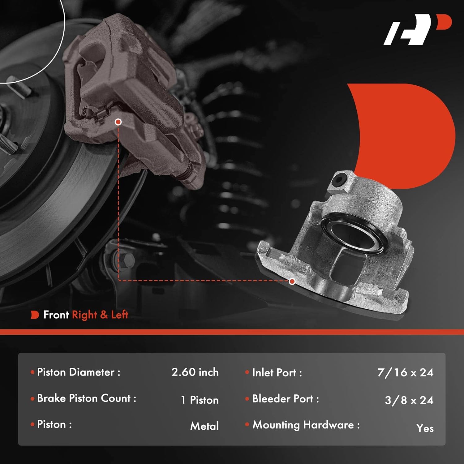 A-Premium Disc Brake Caliper Assembly Without Bracket Compatible with Select Jeep and AMC Models - CJ5, CJ7, Scrambler, AMX, Concord, Gremlin, Hornet, Pacer, Spirit - Front Driver and Passenger Side