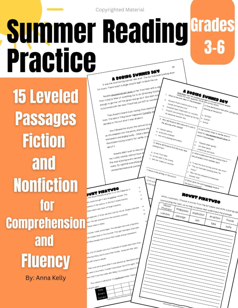 Summer Reading Practice: 15 Leveled Passages Fiction and Nonfiction for Comprehension and Fluency Grades 3-6 (Reading...
