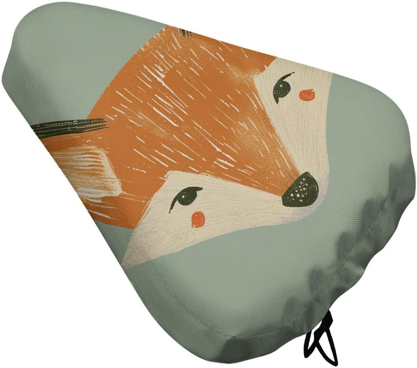 Orange Fox Face Bike Seat Cover for Men Women Water Repellent Exercise Bike Seat Cushion Adjustable Bicycle Seat for Outdoor Biking