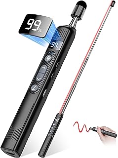 Wireless Presentation Clicker with Telescopic Pointer Stick,Rechargeable Presenter Remote Light Pointer with Touch Screen Stylus Pen and Digital Display,USB Slide Clicker for PowerPoint MAC PC Laptops