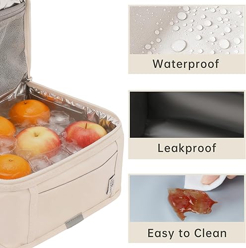 Miniatura 5 de Mini bolsa de almuerzo aislada, bolsa de nailon impermeable, bolsa refrigerada a prueba de fugas para hombres y mujeres trabajo y viajes (blanco