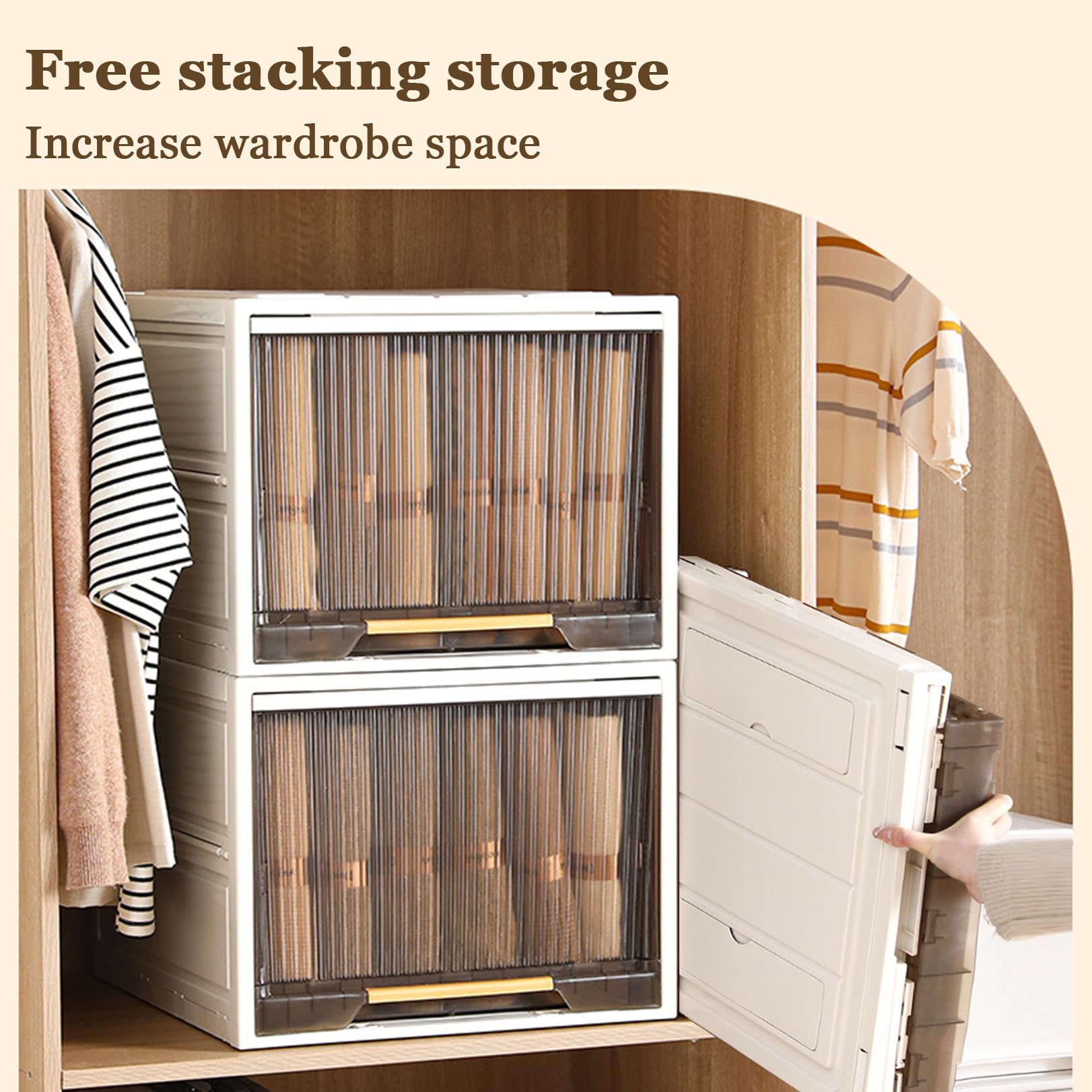 Boîte de Rangement Empilable, Organisateur Pliable, Armoire de Rangement, Boîtes à Vêtements, Organisateur De Tiroir En Plastique Pour Chambre à Coucher