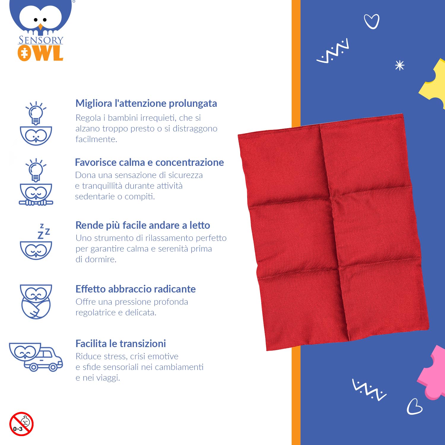 Cuscino Ponderato Per Ginocchia Cuscino Con Peso Sensoriale Terapeutico In Cotone Sollievo Dallo Stress 30 x 40 cm 4 kg Rosso
