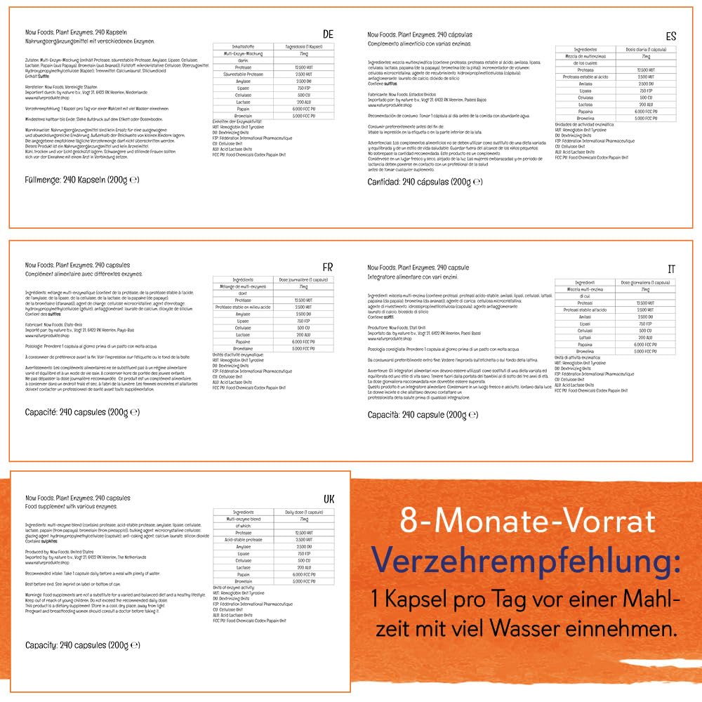 Now Foods, Plant Enzymes, Enzym-Mix, 240 vegane Kapseln, Laborgeprüft, Glutenfrei, Sojafrei, Vegetarisch