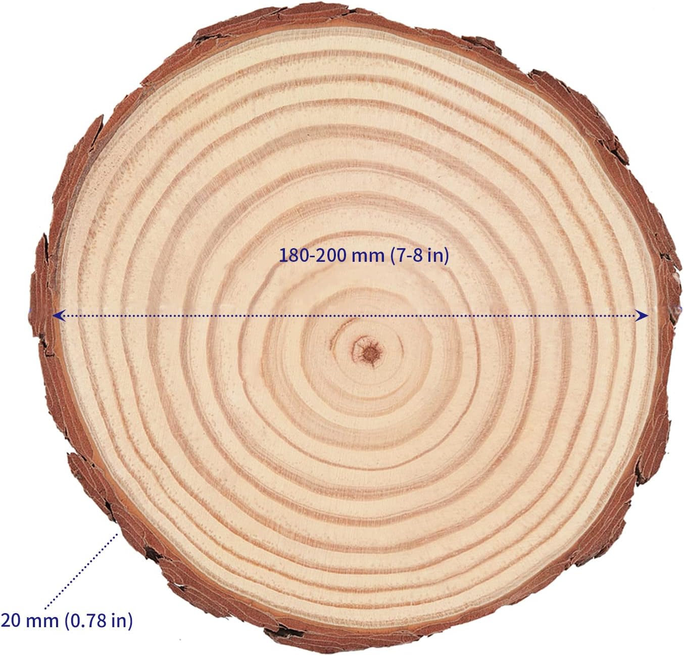 SOUJAP 10 Pcs 7-8 Inch Natural Wood Slices, Unfinished Wood Slices with Tree Barks, Wooden Circles for Crafts, DIY Arts, Rustic Wedding Decorations, Ornaments