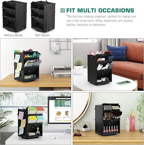 Miniatura 10 de Organizador de escritorio de bambú accesorios de almacenamiento  13 compartimentos ultra grandes, capacidad para más de 1000 lápices, fácil de