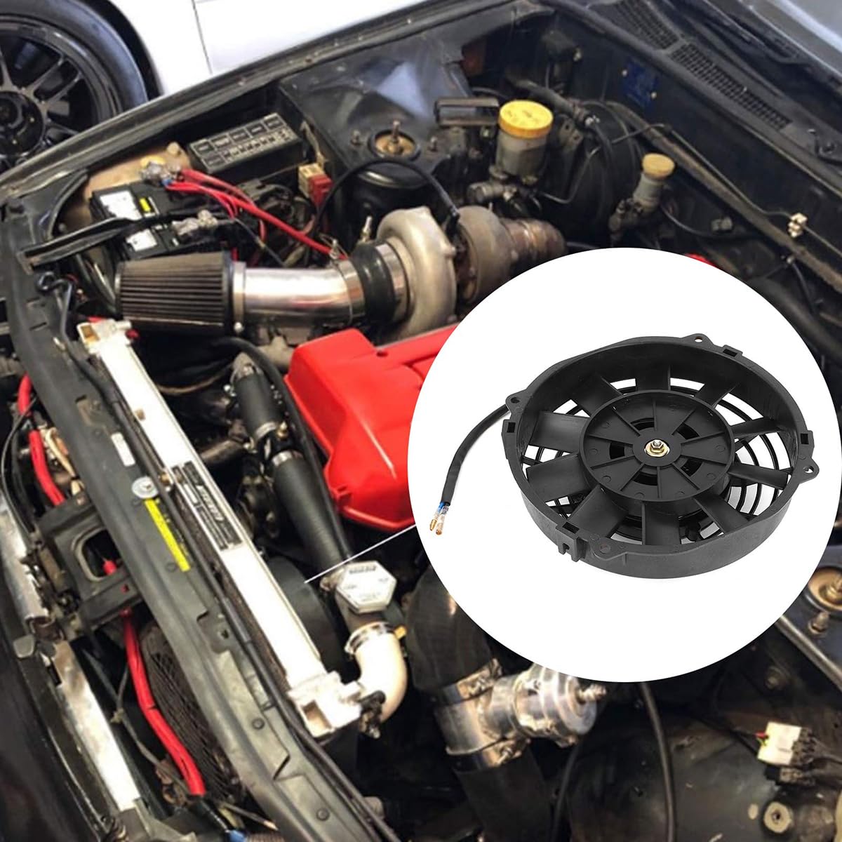 Ticha Ventola Elettrica da 8 pollici (20 cm) ad alte prestazioni 12 V 80 W, kit termostatico da 10 pollici, kit 2250 CFM (3700 m³/h), kit di montaggio incluso