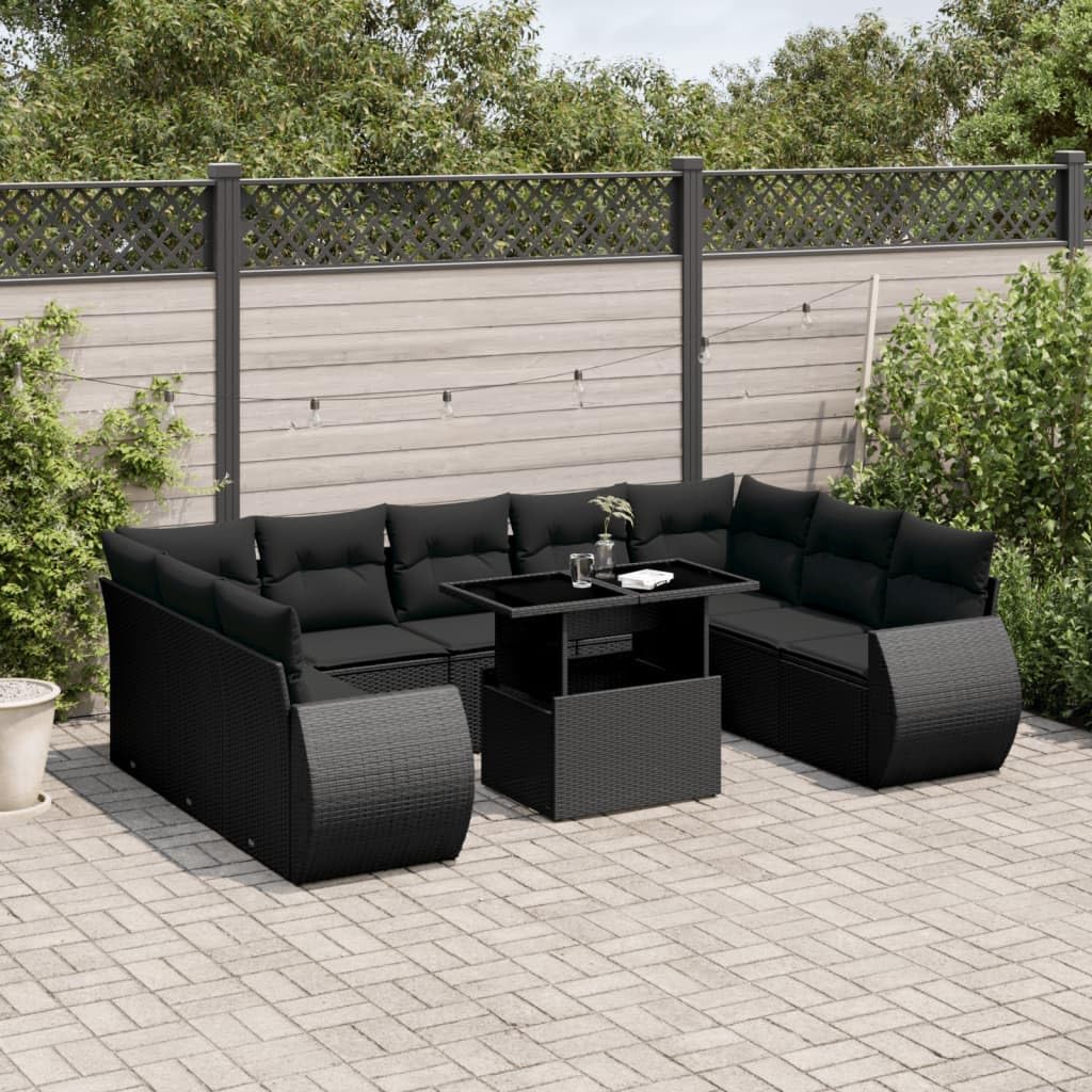 Gecheer 10Piece Garden Lounge Set Rattan, Balcony Lounge, Patio Sofa