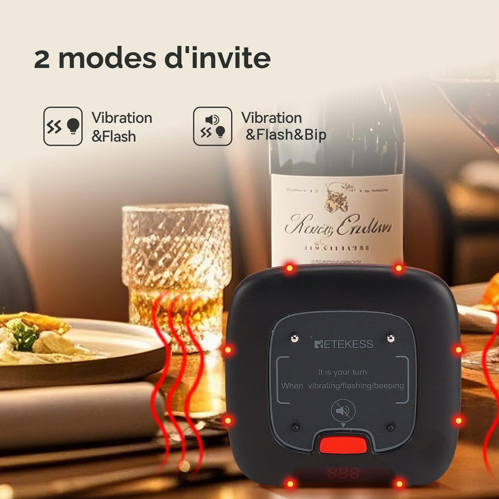 Retekess TD183 Bipeur Restaurant, Restaurant Pager, 20 Bippers | pour Logistique, Usines, Club, FSK 800M, Batterie 300 mAh 28H, Fonction de Rappel des Modèles d'Appel
