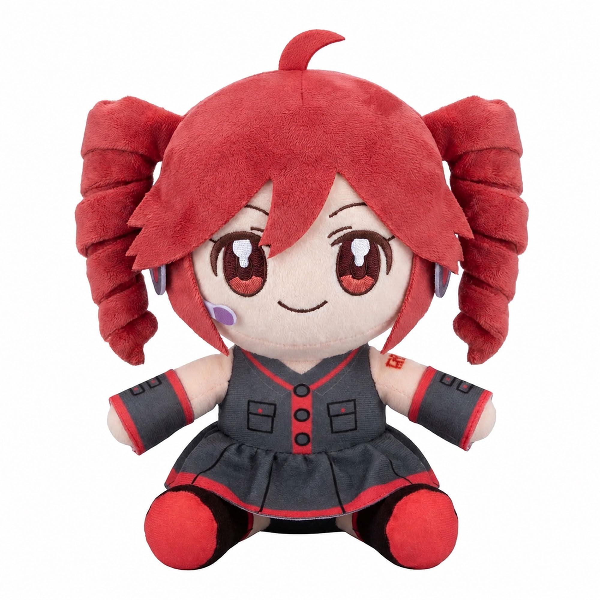 Photo 1 of Collectible Pink Drill Twin Tail Girl Plush 22cm, Cute Anime Plush Character with 3D Twin-Drill Hair, Red and Black Outfit Figure Stuffed, Soft Anime Plushie Pillow Gift for Fans & Collectors