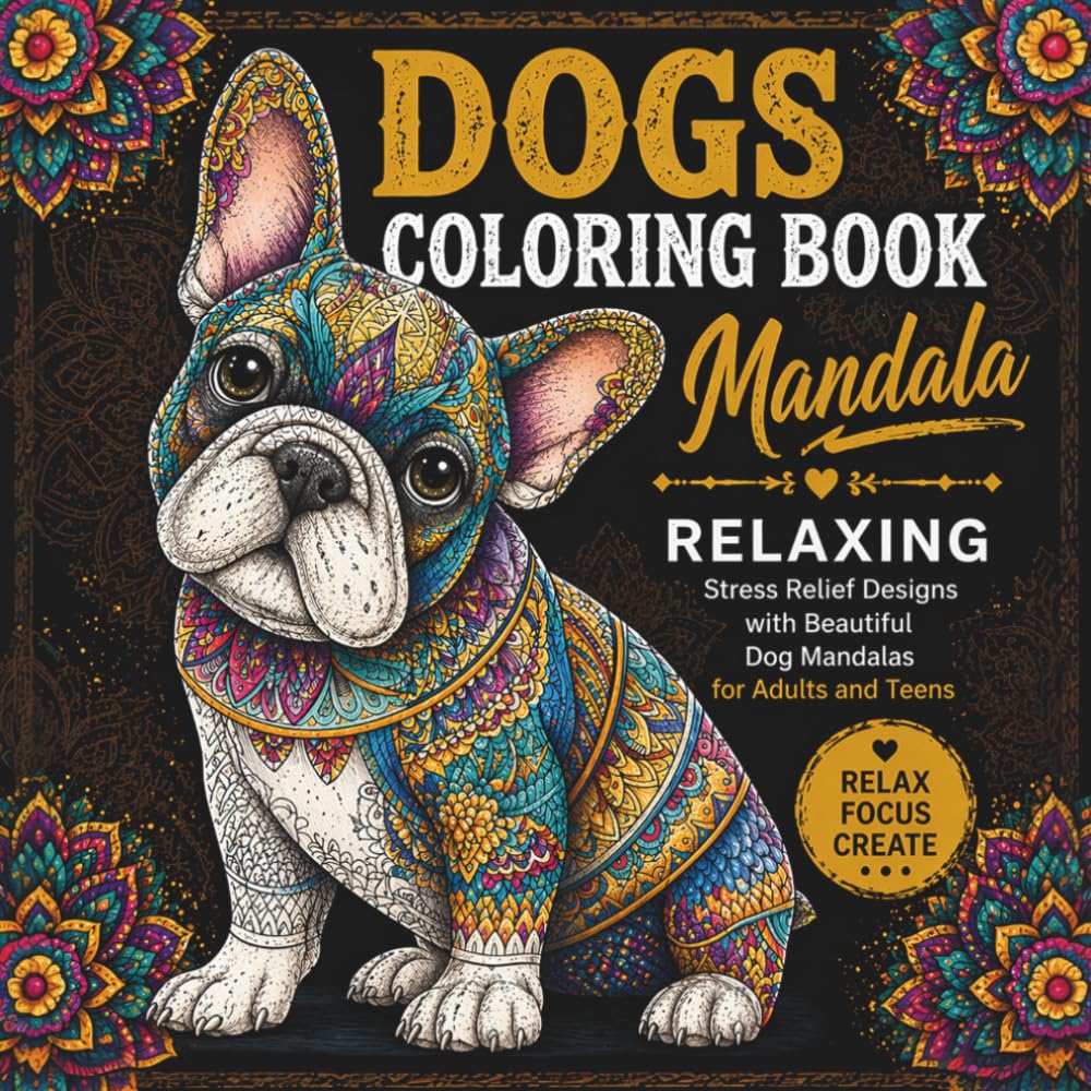 Dog Mandala Coloring Book: Stress Relief Designs with Beautiful Dog Mandalas for Adults and Teens – Relax and Unleash Your Creativity