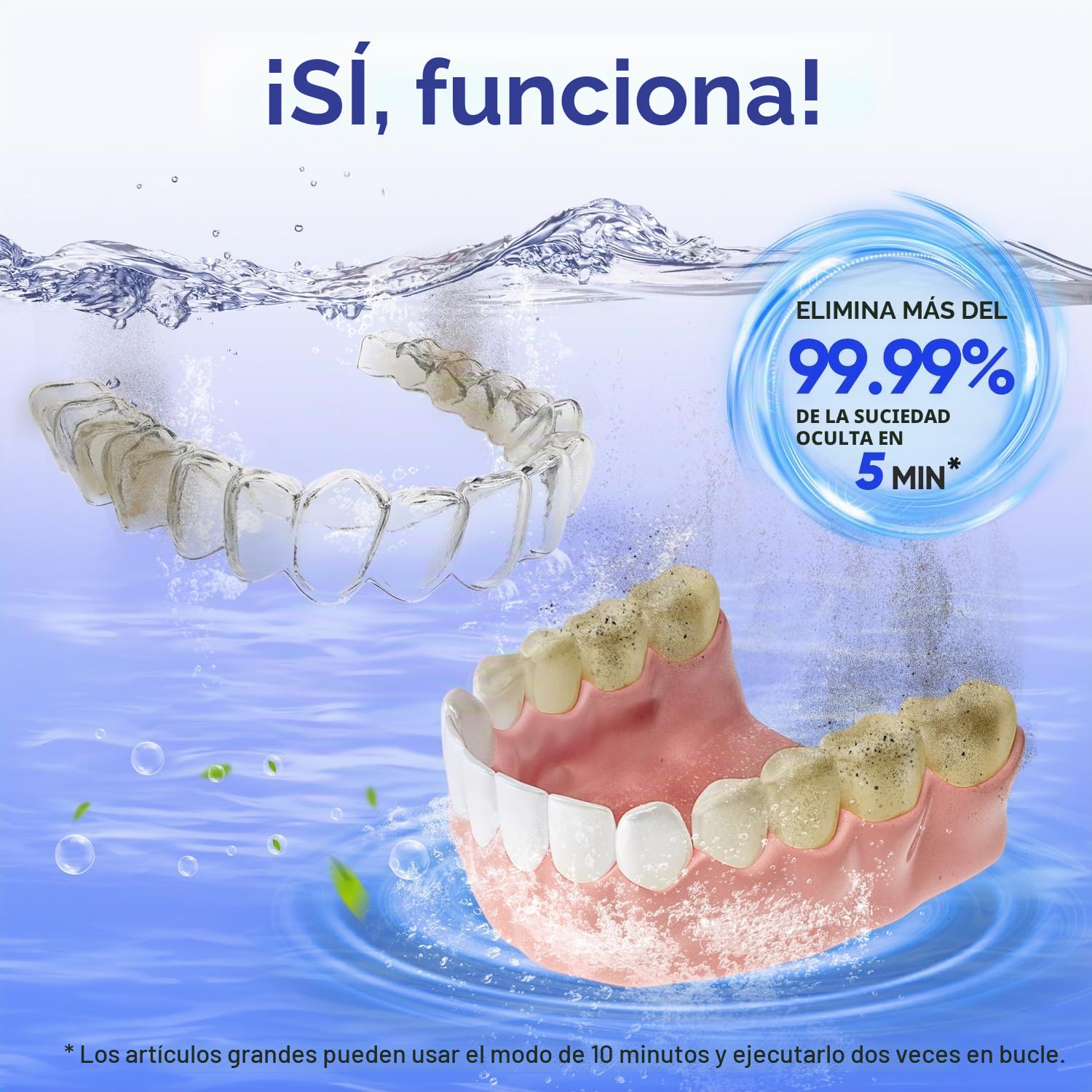 MySmile Limpiador ultrasónico de retención - Máquina limpiadora de dentaduras postizas de 45 kHz con capacidad de 200ml para alineador, protector bucal (blanco)