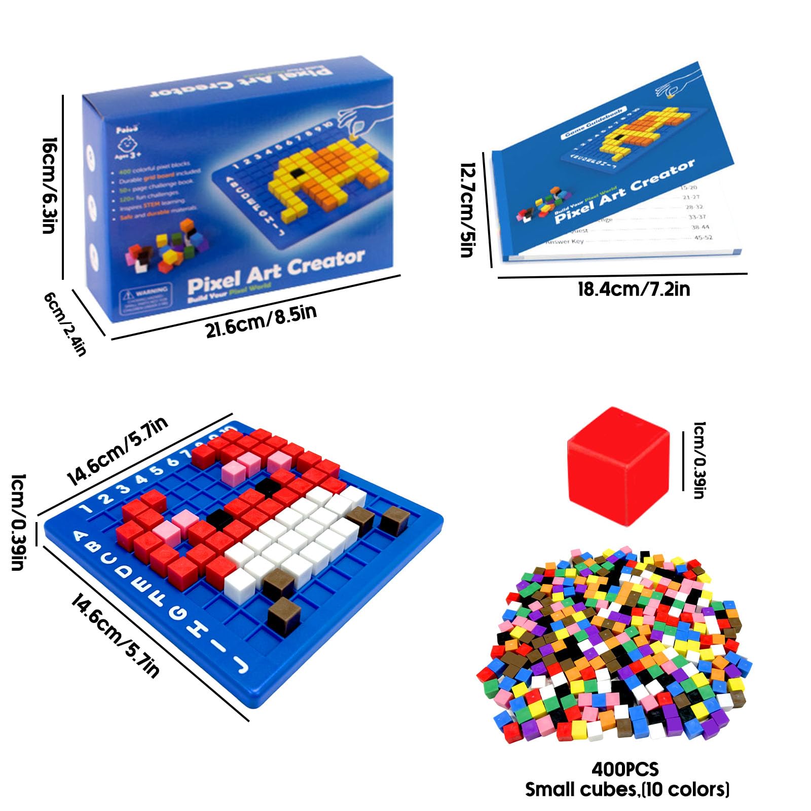 Juvanovo DIY Puzzle, Pixel Puzzles with 400 Cubes, Pixel Art Set, New Mini Building Blocks, Multifunctional Party Set - Image 2