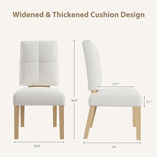 Miniatura 2 de Juego de 4 sillas de comedor de madera, sillas de comedor con patas de madera, diseño de cojín tipo nube y estructura de refuerzo para cocina/sala