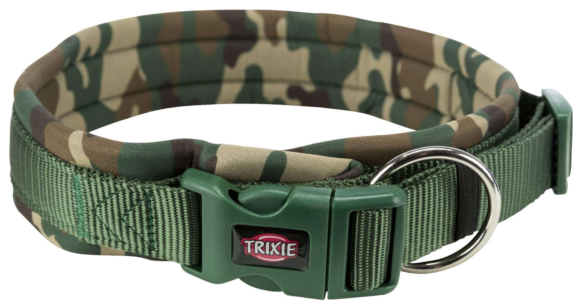 Trixie Premium Halsband Größe L–XL: Halsumfang 56–62 cm/25 mm in Camouflage - stufenlos verstellbares Hundehalsband für große bis sehr große Hunde, neoprengepolstert, 1988623