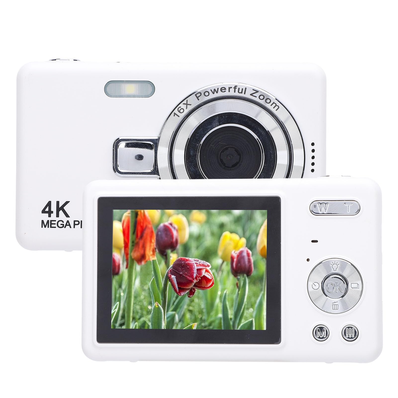 Camera Digitale Compatta, Fotocamera Digitale 4K da 50 MP, Zoom 16x, Schermo IPS da 2,4 Pollici, Anti -shake, Selfie, Compatto Fotografia Facile con la Famiglia, (32GB)