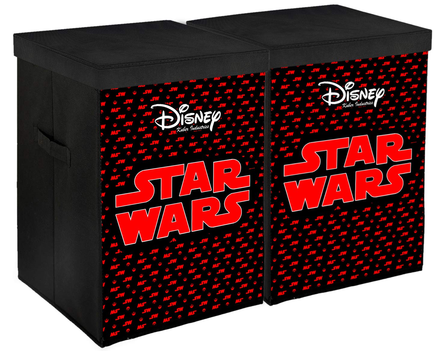 Kuber Industries Disney Star Wars Print Non Woven Fabric Foldable Laundry Organiser With Lid & Handles (Set Of 2, Maroon)-KUBMART16279