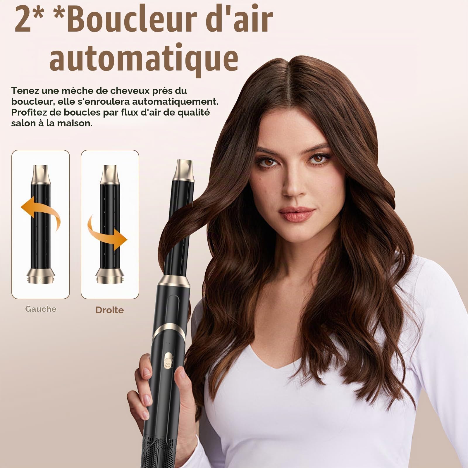 Air Styler 1000W, Brosse Soufflante Pliable, Seche Cheveux Ionique, Brosse Lissante, Fer a Boucler, Brosse Chauffante, 3 Température, Thermal Brush pour Tous Types de Cheveux