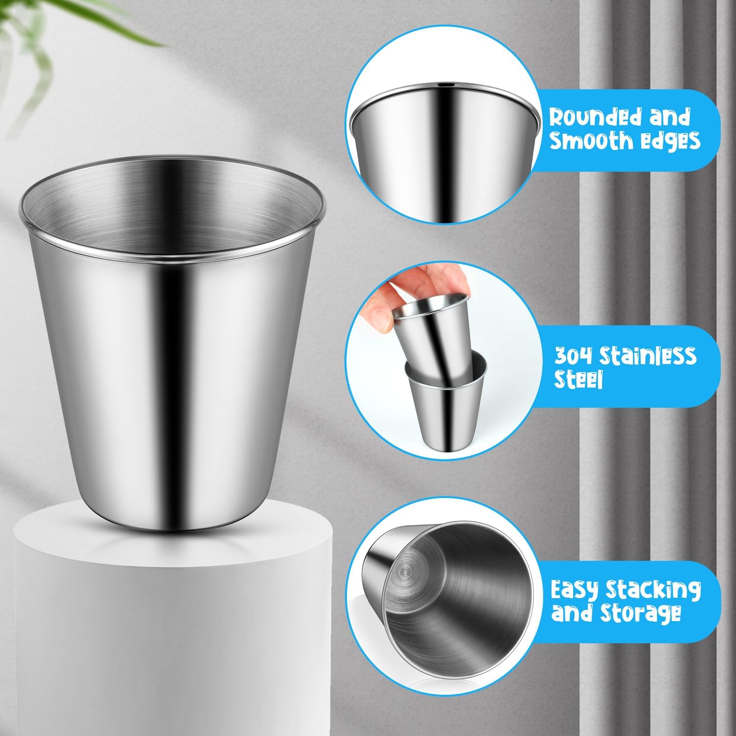 8 Pcs Stainless Steel Shot Glasses, 2.36 Ounce Metal Shot Glass, Small Reusable Unbreakable Silver Shot Cups Barware Drinking Vessel Tumbler for Bar Home Restaurant Travel - Image 4