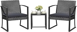 Devoko Resin Patio Furniture Set 3 Piece All Weather Outdoor Bistro Chai...