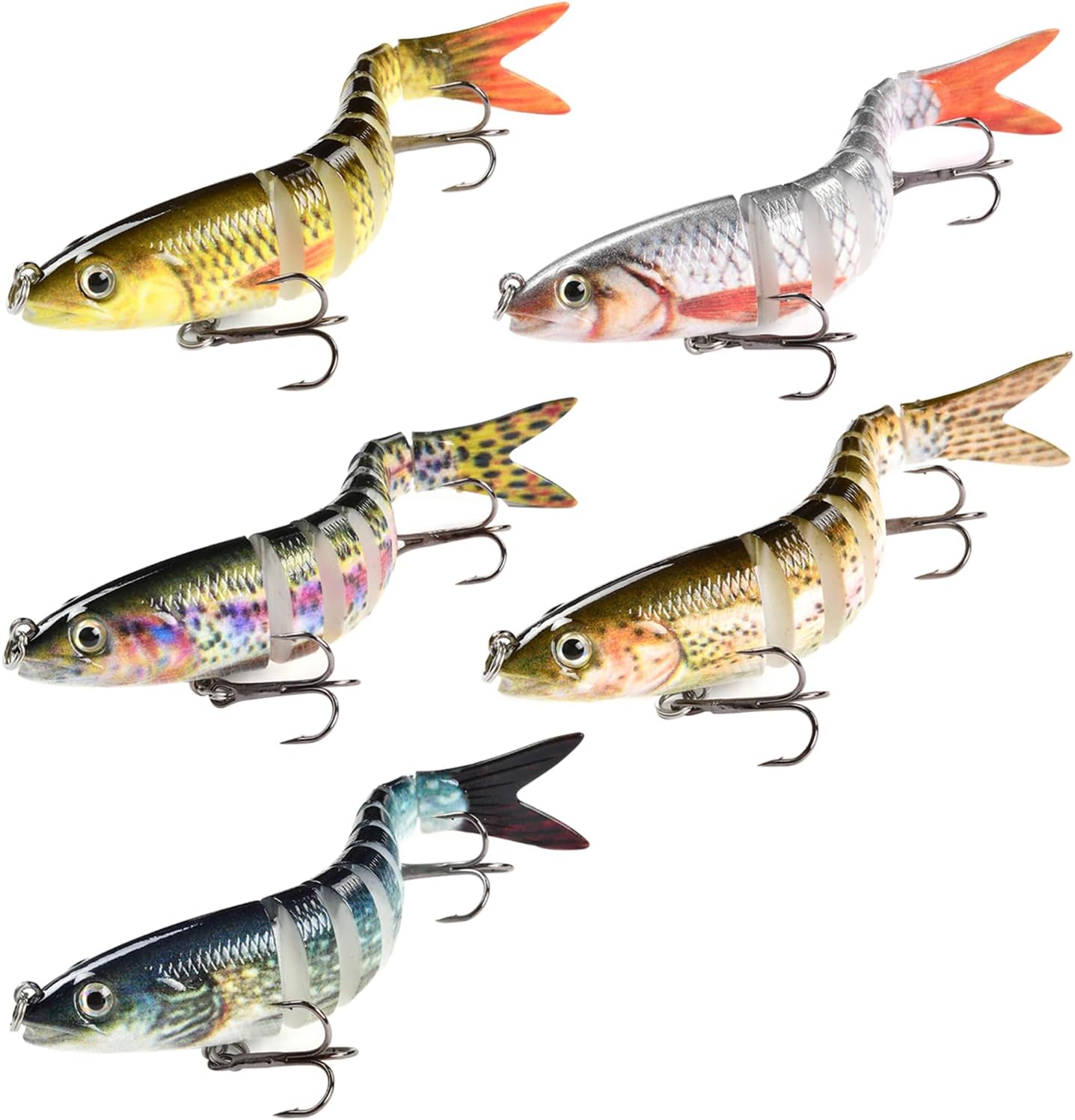 Fishing Lures, 5 Pieces Pike Bait Set, Artificial Bait Fishing Wobbler, Pike, Fish Bait for Zander, Perch, Trout, Swimbait, Fishing Accessories, Freshwater, Saltwater Fishing Accessories, Gifts