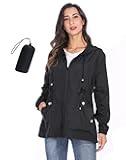 JTANIB Women Packable Rain Jacket Waterproof Lightweight Raincoat Hooded for Hiking Outdoor Travel