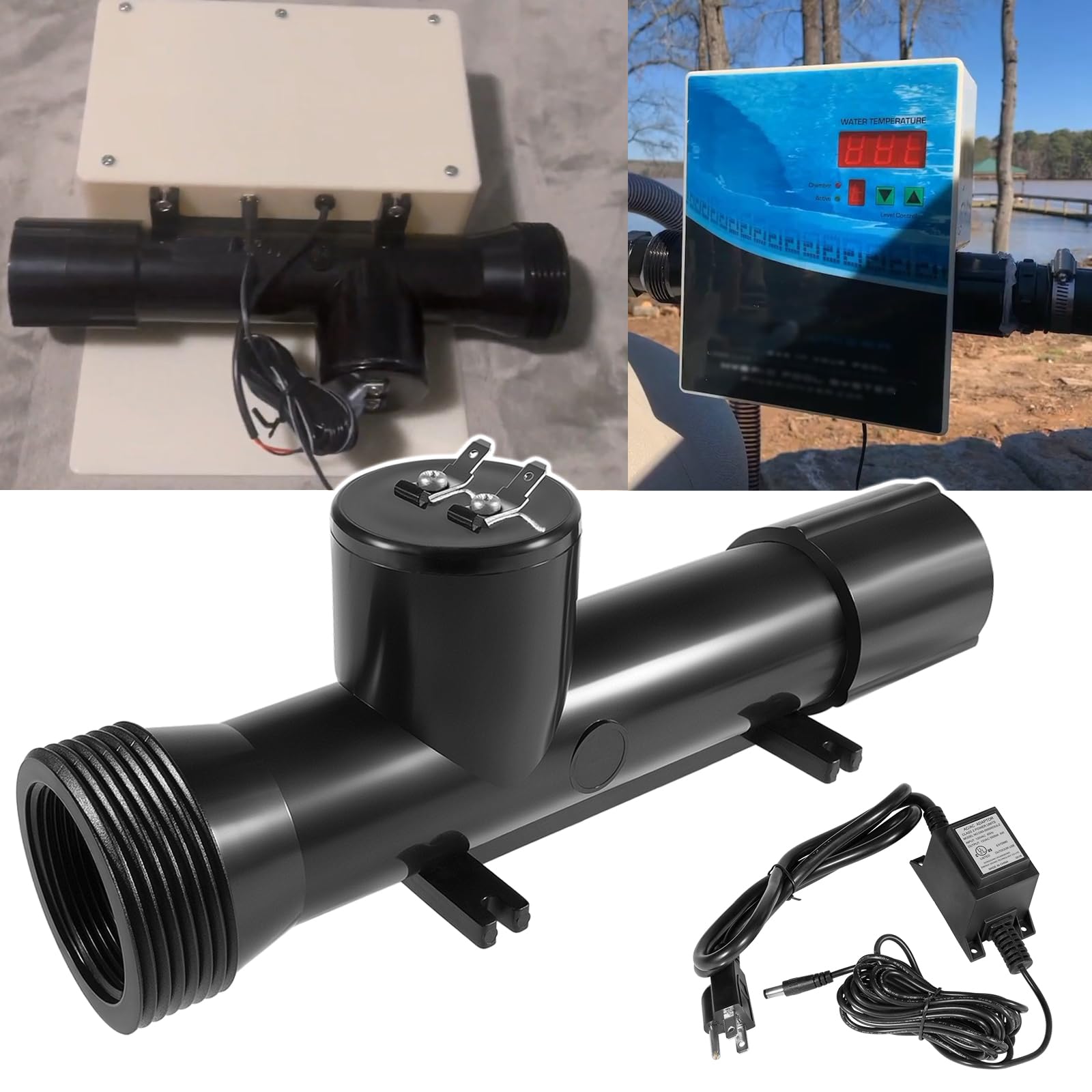 Sunluway Swimming Pool Cleaner 4CH4002-R Pool Ionizer Replacement Chamber and 460304 Ionizer Transformer Charging Cord Adapter with Transformer for Hybrid Pool Treatment System, for Pool Care