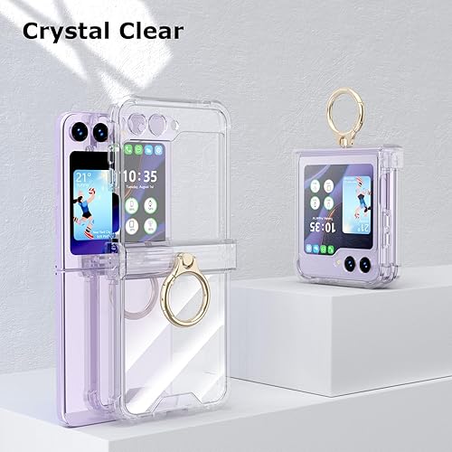 Miniatura 4 de DAKORIE Funda diseñada para Galaxy Z Flip 5 con protección de bisagra, funda transparente Flip 5 con soporte para Galaxy Z Flip 5 5G (2023),