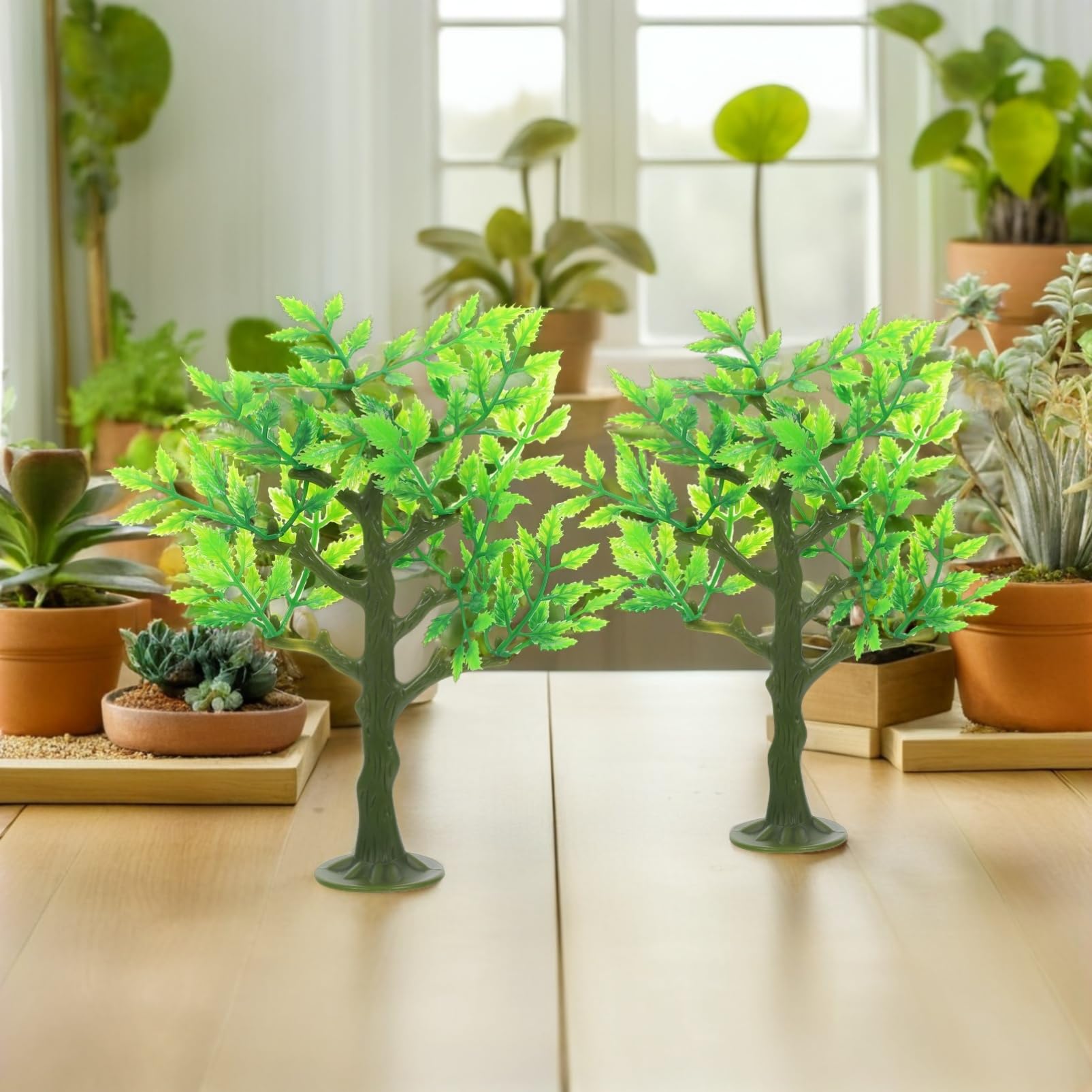 TOYANDONA - Lote de 12 árboles en miniatura de plástico para maquetas y dioramas escalera accesorios para casa de muñecas y jardín de hadas