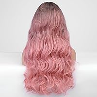 Vista 65 de HAIRCUBE Peluca de color marrón a rubio con flequillo para mujer, peluca de cabello largo ondulado marrón y rubio, pelucas sintéticas rizadas