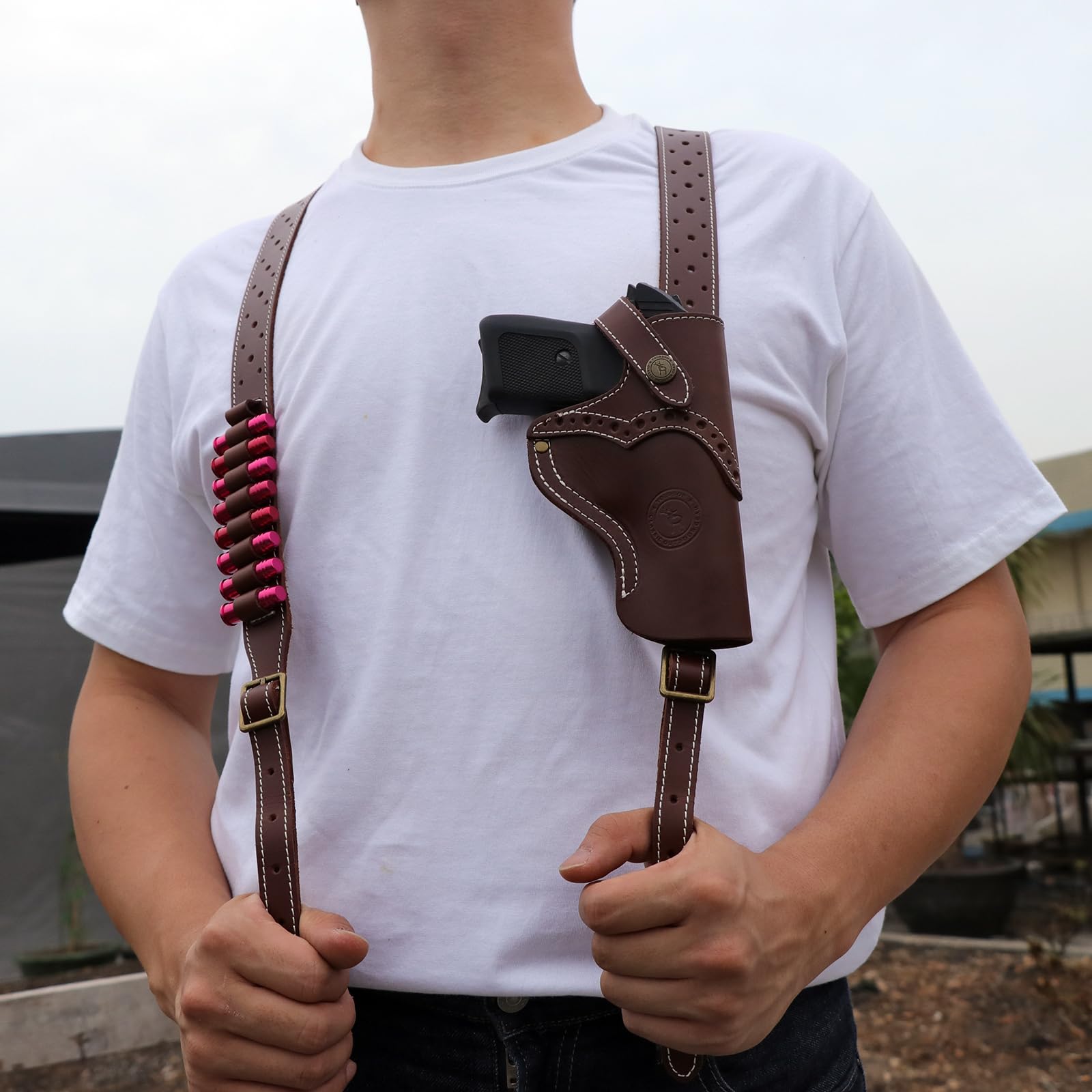Amazon.co.jp: TOURBON ホルスター サスペンダー 革 ハンドガン