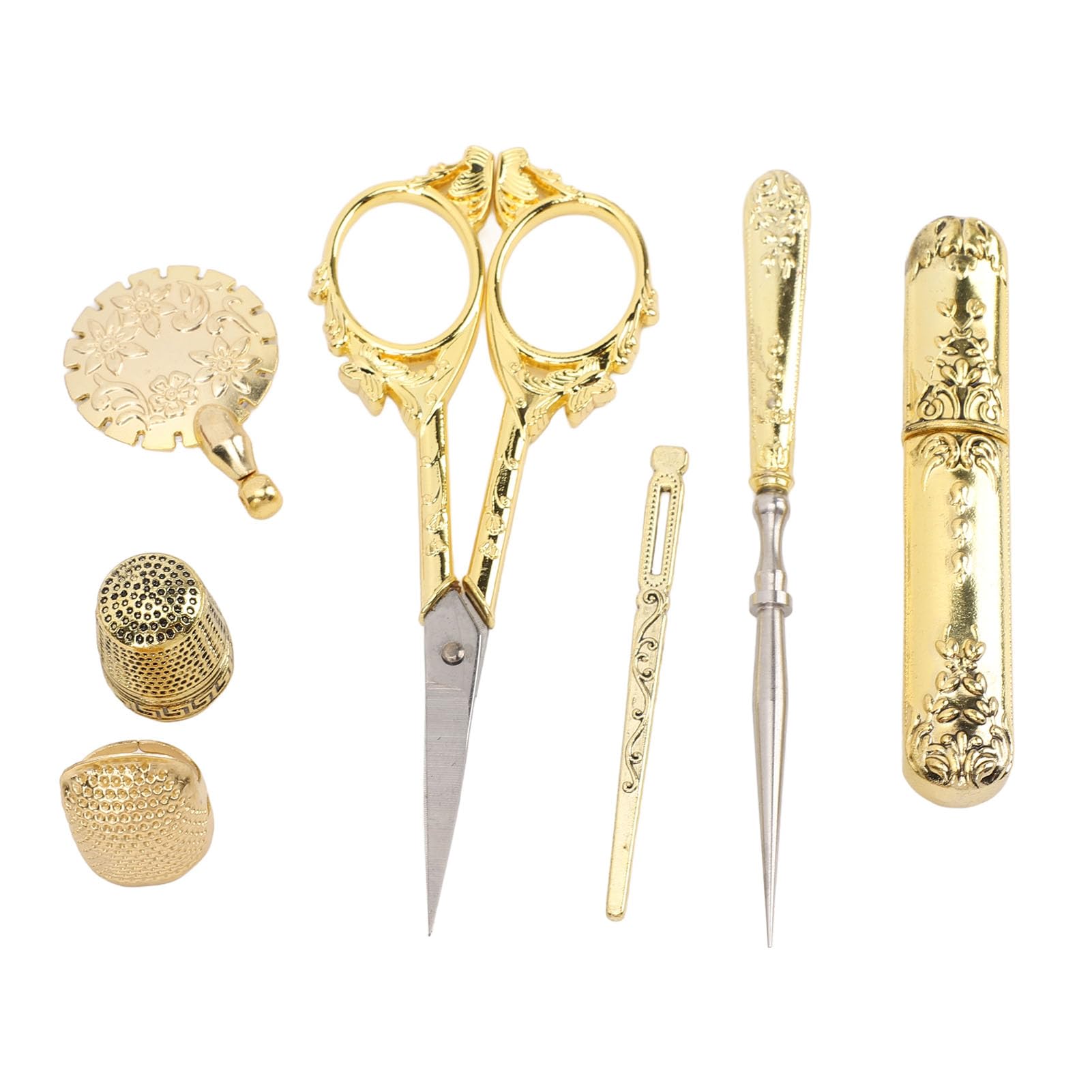 Zerodis Weitere Haushaltsutensilien, Nähset, Nähwerkzeug-Set, Premium-Massivholz, Multifunktional, mit Nadeln, Fingerhüten, Scheren, Fadenschneider für Heimdekoration, Basteln, Aufbewahrung,