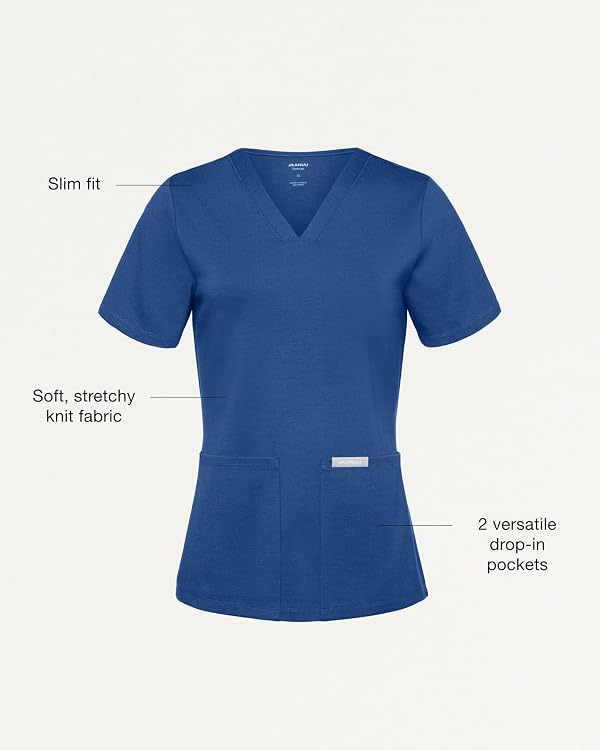 JAANUU UltaSOFT Women's Scrub Set, 6-Pocket - Heather Royal Blue, L by JAANUU - Used condition - Image 3