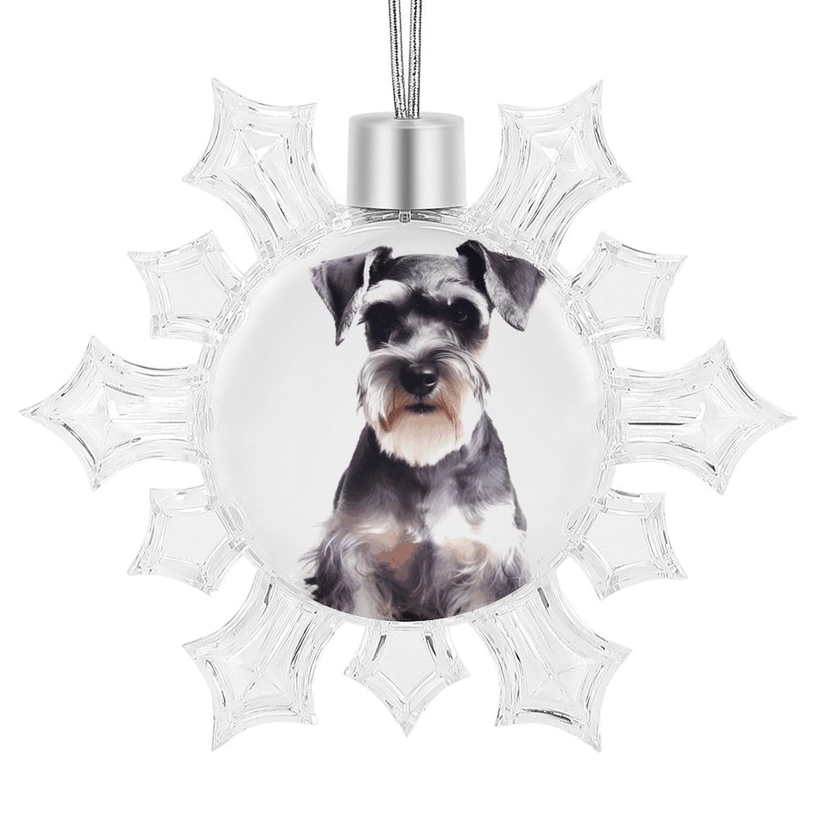 Well-Behaved Schnauzer Snowflake Ornaments Cute Snowflake Pendant Exquisite Christmas Tree Ornaments for Christmas Weddings New Year Birthday Holiday Celebration