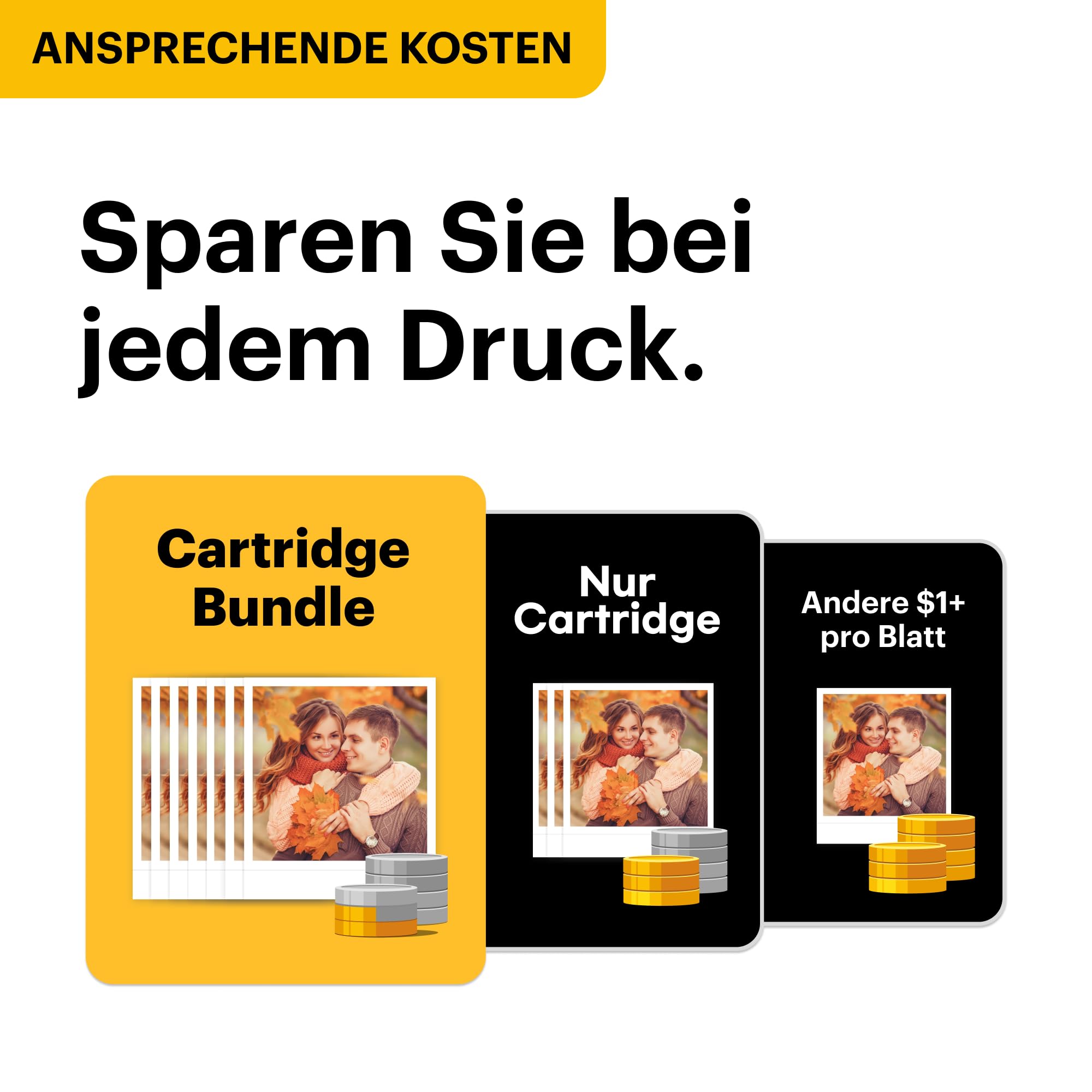 KODAK Mini 3 Retro Tragbarer Fotodrucker, 7,6 x 7,6 cm, Bluetooth, 4PASS-Farbsublimation, Weiß
