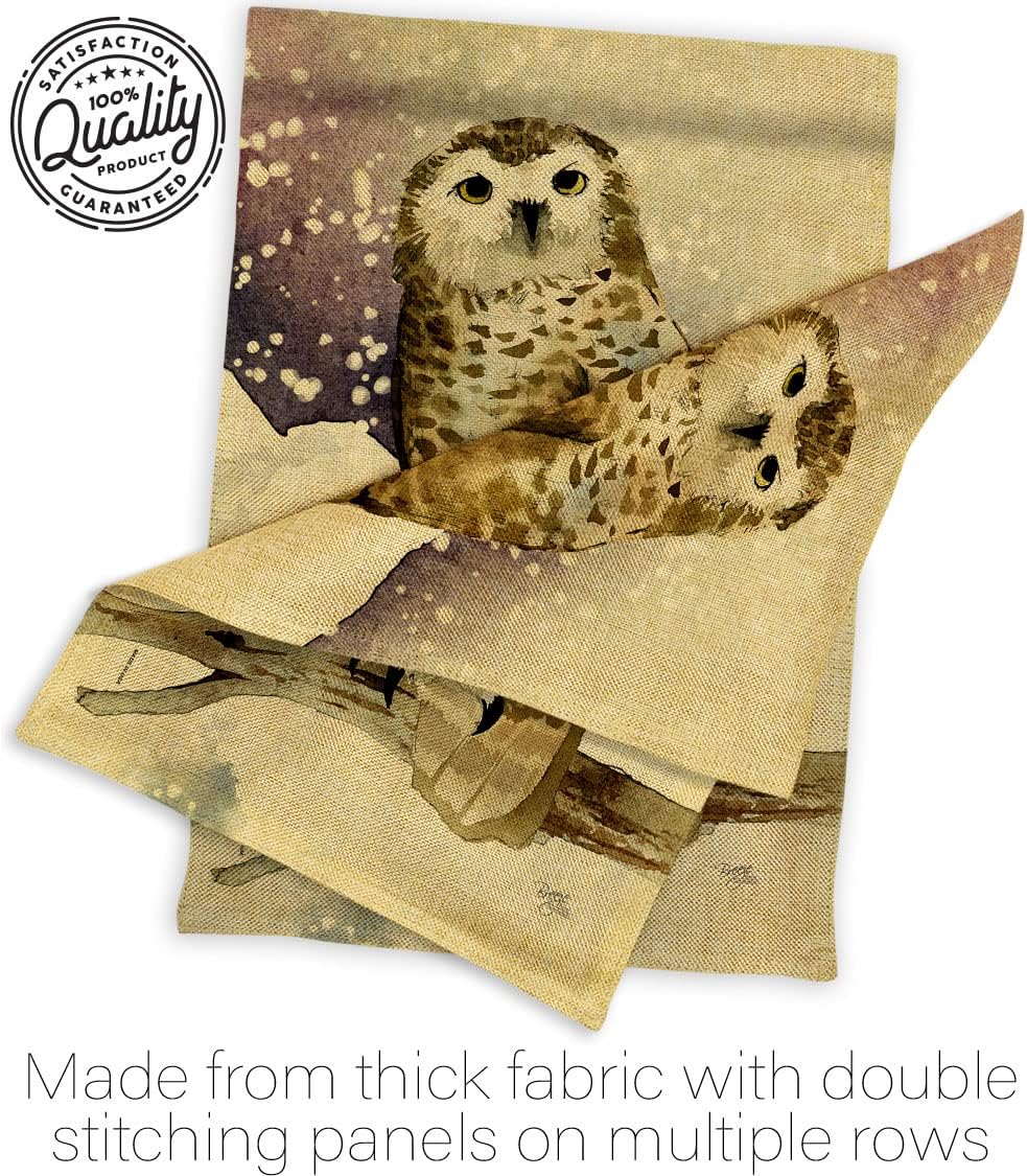 Breeze Decor Winter Owl Burlap House Flag 2 pcs Pack Garden Friends Birds Flamingo Hummingbird Cardinal Peacock Springtime Natural Wildlife Decoration Banner Small Yard Gift Double-Sided, Made in USA