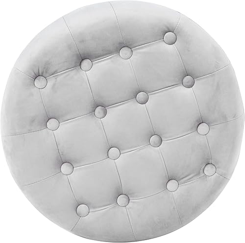 Miniatura 7 de Homepop Home Decor | Upholstered Round Velvet Tufted Foot Rest Ottoman | Ottoman with Storage for Living Room & Bedroom | Decorative Home Furniture,