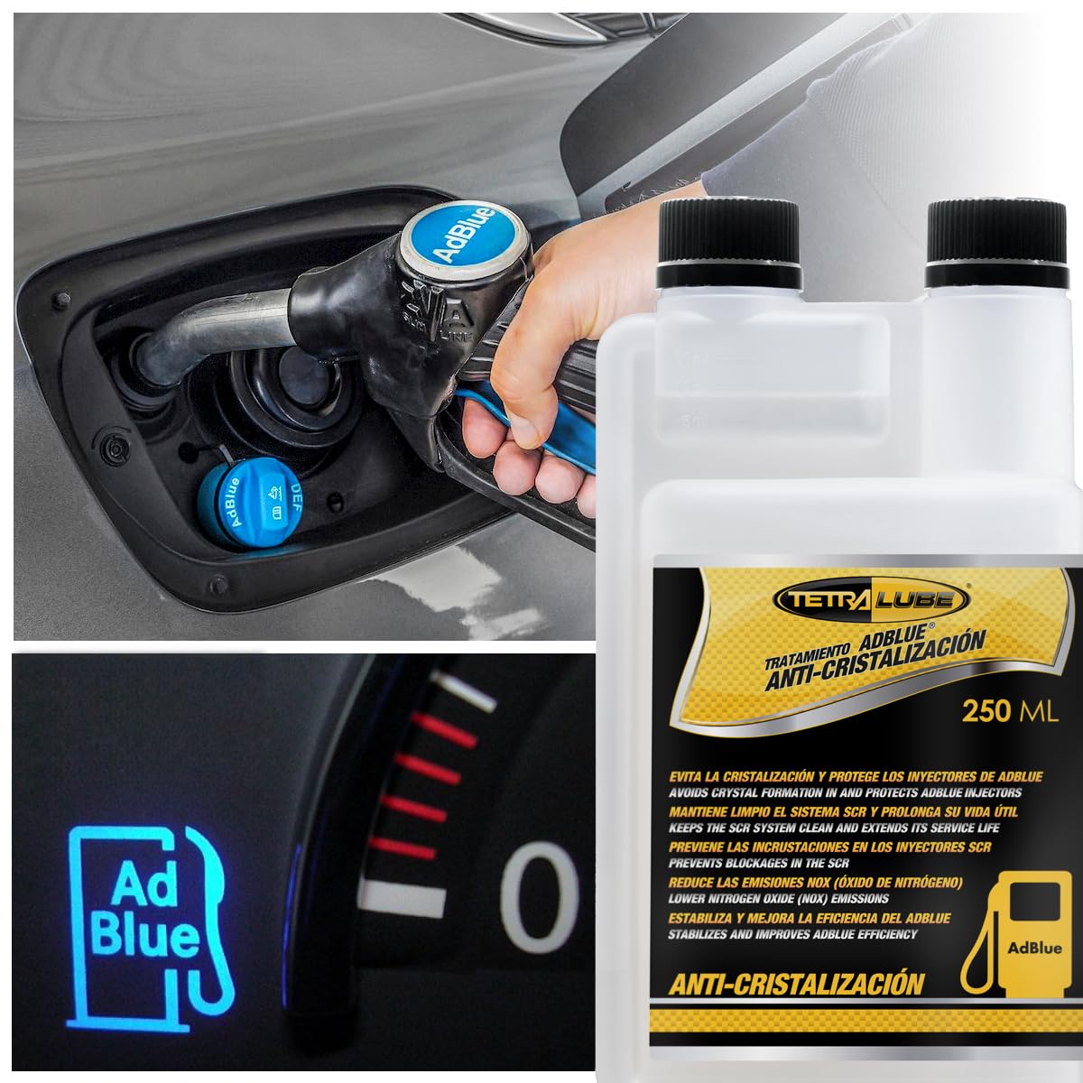 TETRA LUBE Tratamiento Anticristalizante para Adblue Anticristalizacion SCR Aditivo Adblue Urea 250 ml con Dosificador