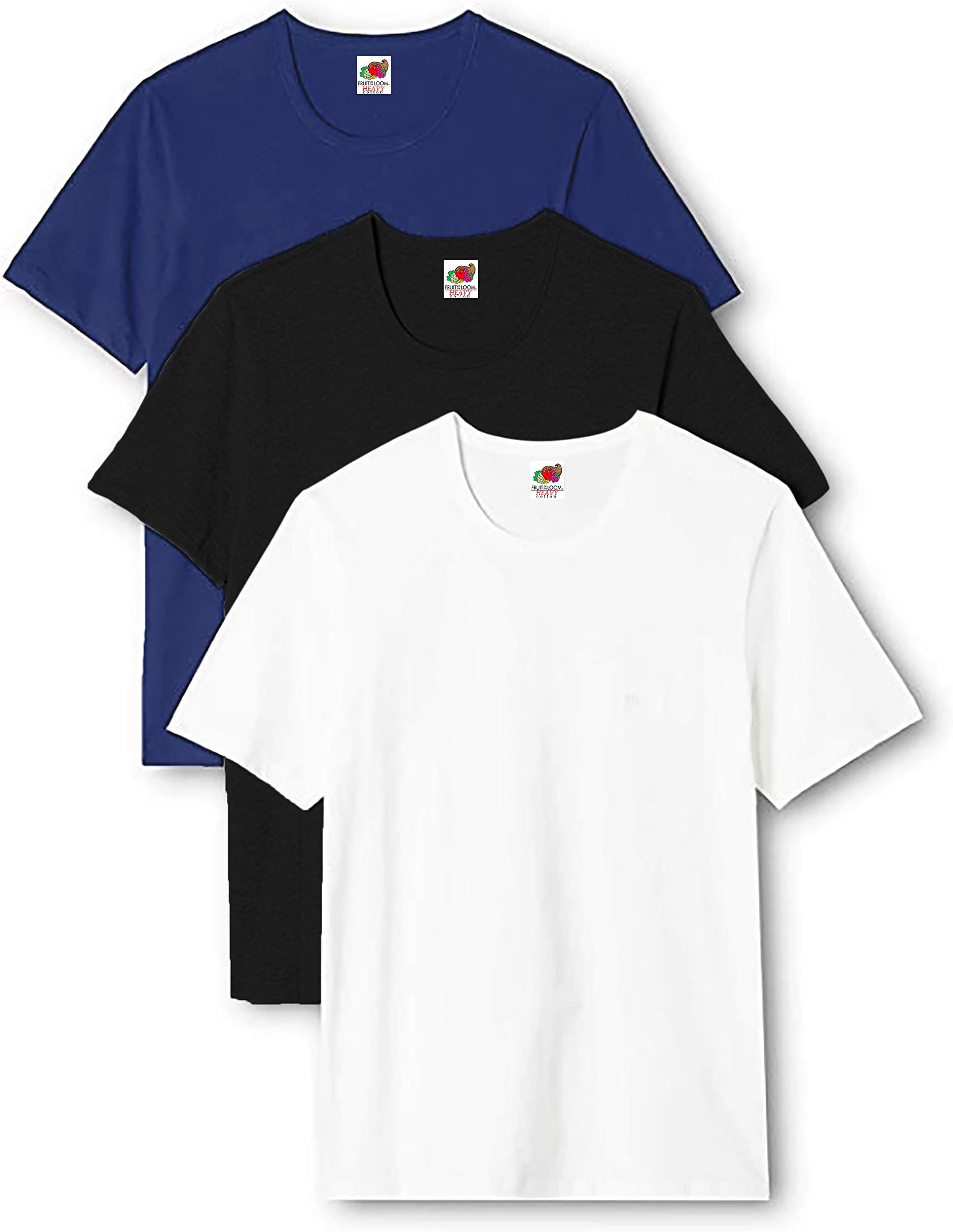 Pack of 3 Heavy Cotton Men's T-Shirt + Free Web-Textilien24 Fabric Bag - S M L XL XXL 3XL - Various Colour Sets