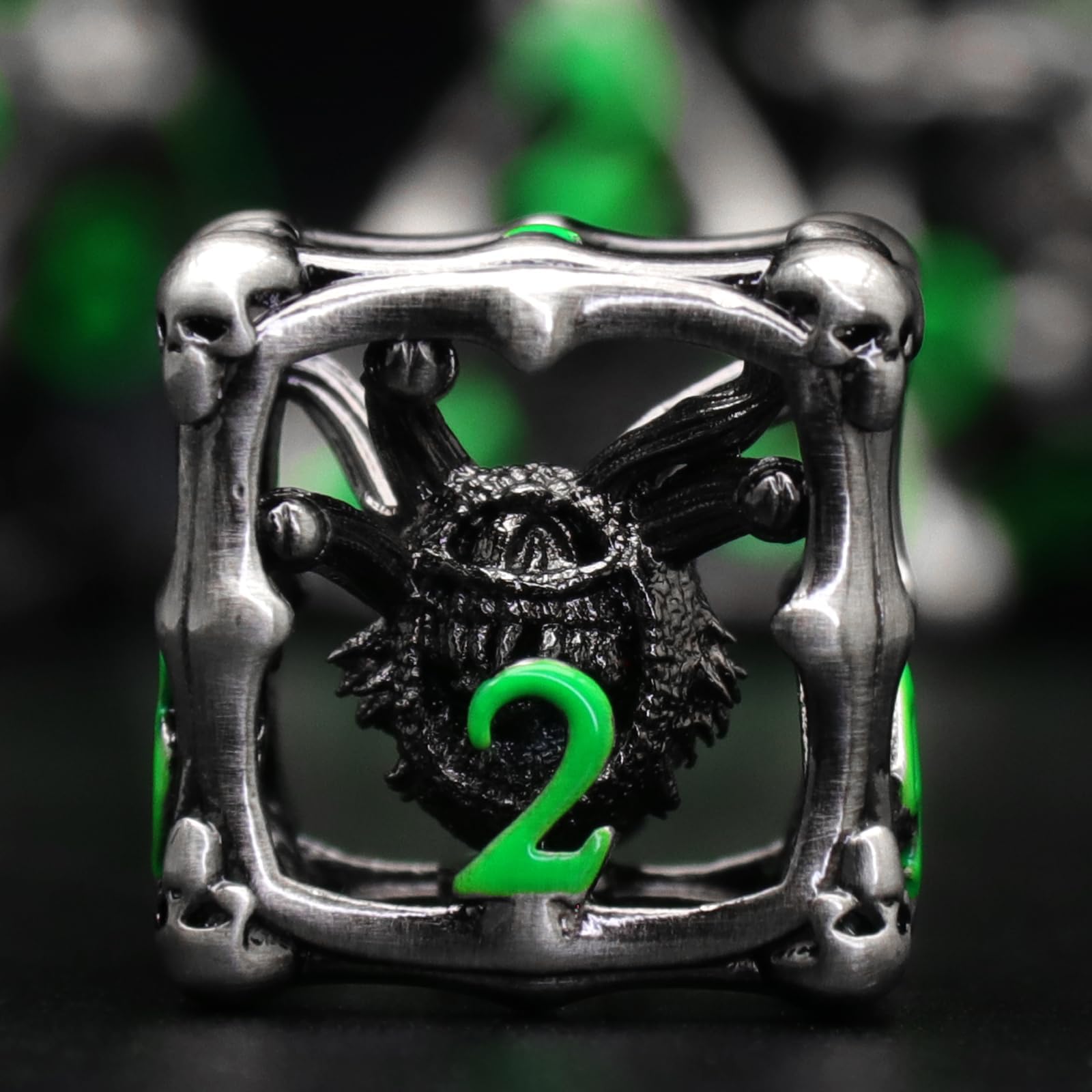 DND Würfel Set, Metall Beholder Dice Set, ZHOORQI W20 Polyedrische Würfel für Dungeons and Dragons, Spiel Würfelset Geschenk（Eye-Green Number）