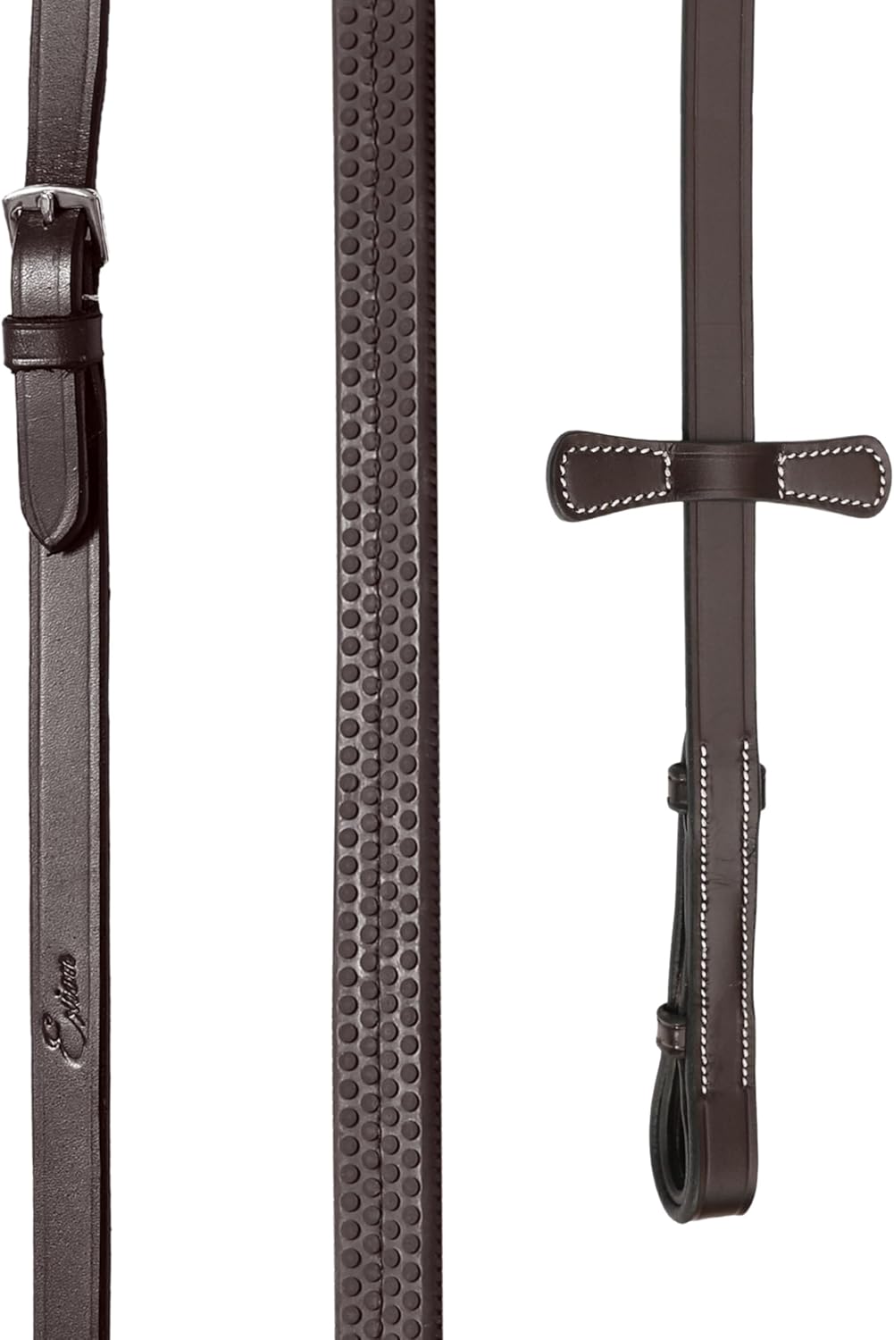 Exion ‘Astra’ Sidepull Bitless Bridle for Horses – Fancy Stitched Padded Leather with Anti-Pressure Crown, Rubber Reins, Stainless Hardware – Black, Brown, Oak | Cob, Full, Oversize, Pony