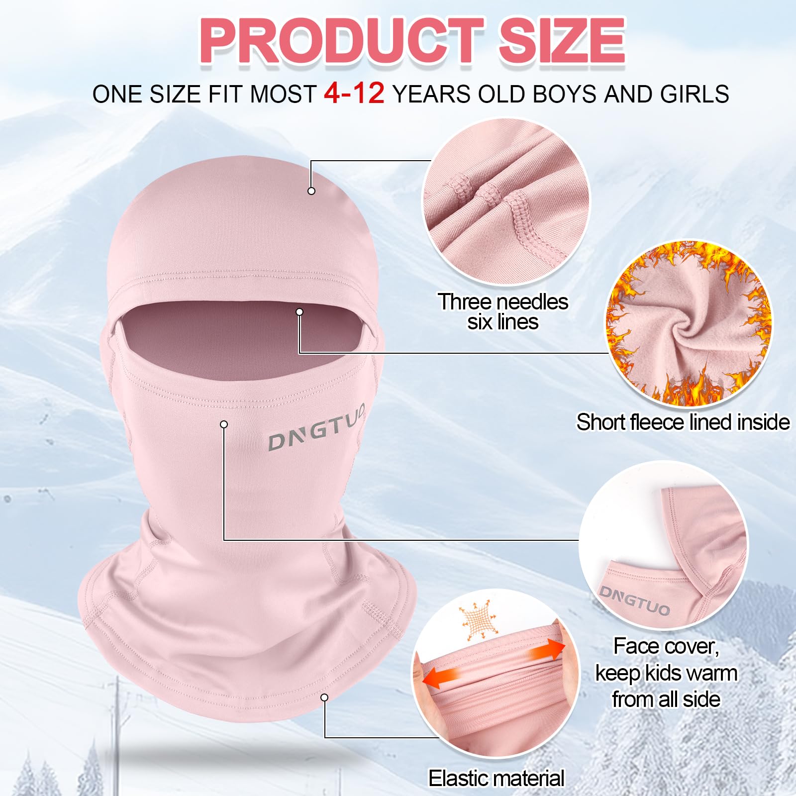 Pasamontañas Térmico Invierno Niños 4-12, Multifunción Prueba de Viento Forro Polar Cálido Máscara de Esquí de Ciclismo Sombreros Gorro con Calentador de Cuello, Mascarilla para Niños Niñas
