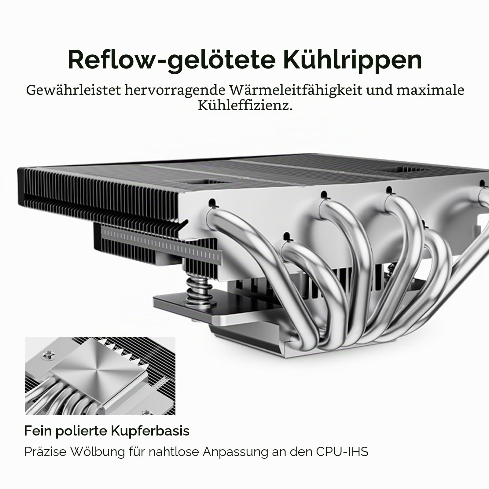 CPS RC600-67 BK 67 mm Höhe Low-Profile-CPU-Kühler, 6 Heatpipes CPU-Luftkühler mit 120 * 15 mm Slim-Lüfter für ITX, Small-Form-Factor-Builds, unterstützt Intel LGA 115X/1200/1700/1851, AMD AM4/AM5