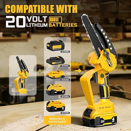 Miniatura 2 de Mini motosierra compatible con batería Dewalt de 20 V (batería no incluida), poda inalámbrica con bloqueo de seguridad y cadena de repuesto, mini