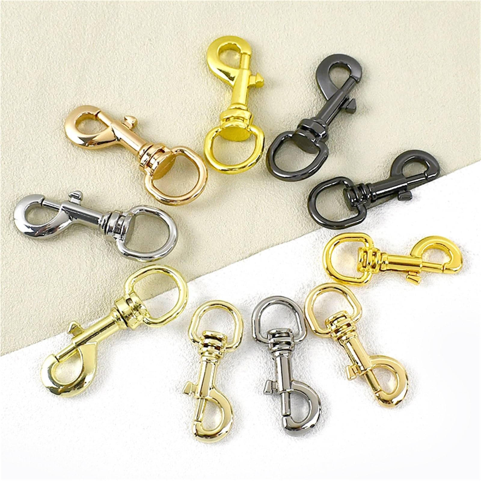 Ganchos De Metal Giratorio 5-20Pcs 11/15mm Metal Bag Strap Buckles Swivel Lobster Clasp Keychain Trigger Snap Hook Carabiner Clip DIY(LightGold-15mm,20Pcs)