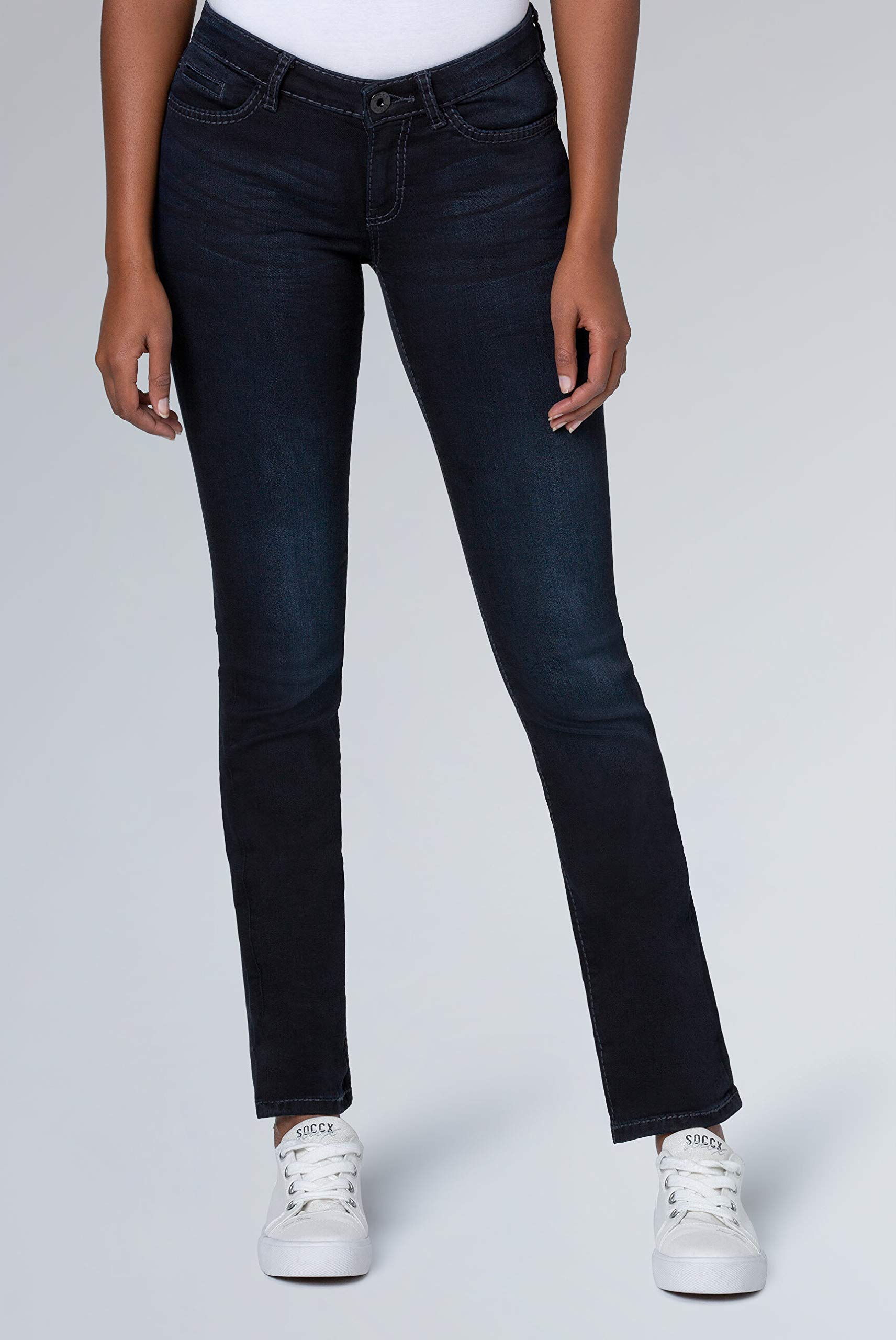 SOCCX Damen Jeans RO:My Regular Fit | Bequeme Stretch Denim mit geradem Bein, mittlerer Bundhöhe & formstabilem Alltag, Büro & City-Looks | Diverse Waschungen