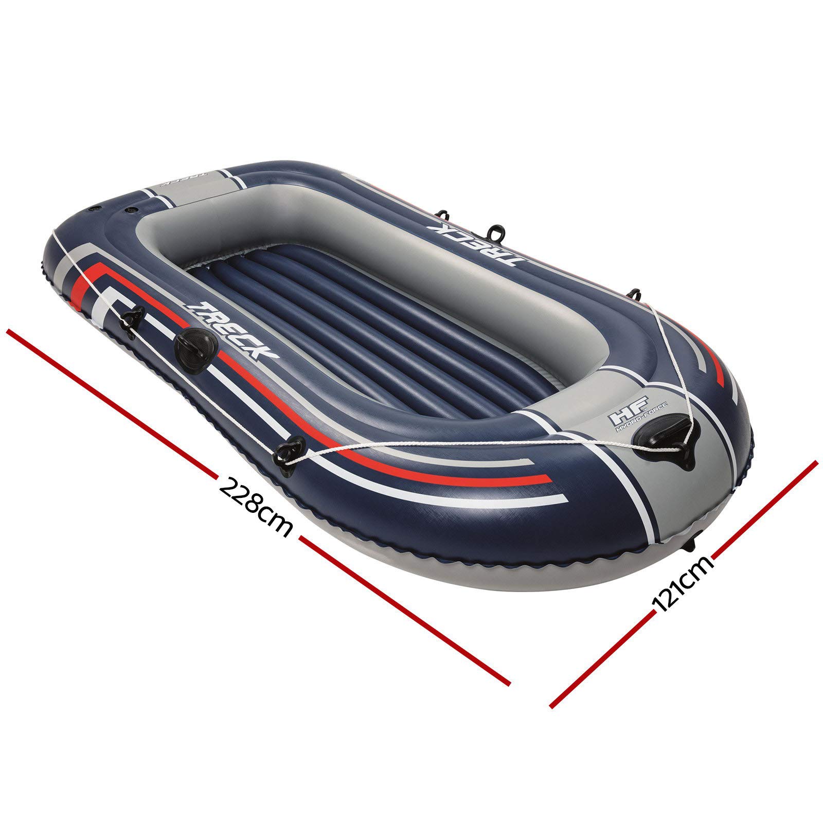 Bestway 61083 Bateau Pneumatique Hydro Force™ Treck X1 228 X 121 X 32 cm avec 2 Rames et Un Gonfleur à Pied