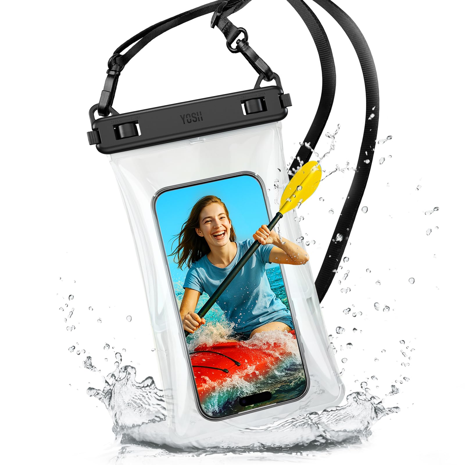 YOSH Galleggiante Custodia Impermeabile Smartphone fino a 7,5" [corpo 3D senza cuciture], 1 Pezzi IPX8 TPU Borsa Impermeabile per iPhone 17 16 15 Pro Max Samsung S26 S25 S24 Ultra Xiaomi etc